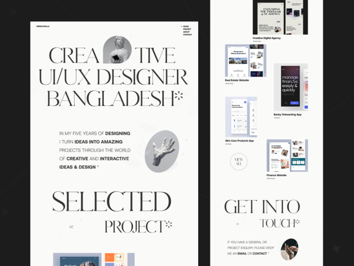 Mẫu portfolio xin việc cá nhân của Dribbble