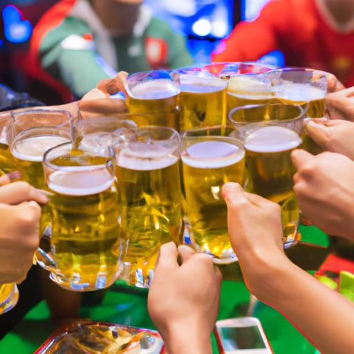 Nhóm bạn xem bóng đá tại quán nhậu